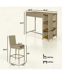 Outsunny Outdoor Bar Set, 3 Tier Height Patio Table and Chairs,
