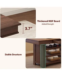 homfan Counter Height Dining Table with 2 Drawers, Wine Rack and 3 Shelves