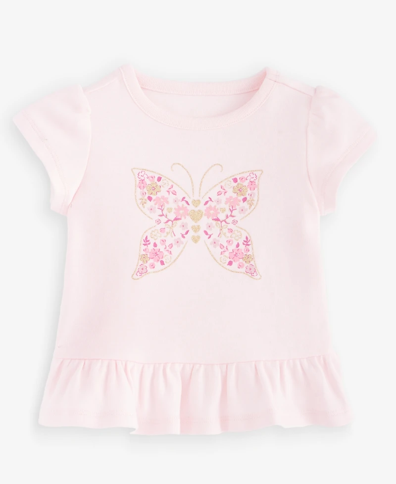 First Impressions Baby Girls' 3M-24M Mix & Match Short-Sleeve Butterfly Peplum T-Shirt, Macy's Exclusive