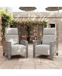 GarveeLife Outdoor Reclining Chair Patio with Adjustable Backrest and Footrest, All-Weather Wicker Chaise Lounge