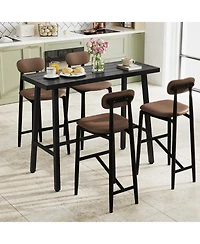 Gymax Metal Frame Rectangle Dining Table Accommodates 4-6 People w/ Foot Pedal