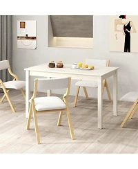 Gymax Wooden Dining Table for 4 People w/ Rubber Wood Legs Rectangular Table