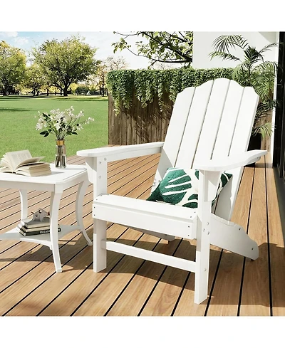 GarveeLife Hdpe Adirondack Chair Set of 1, Durable Wood Grain Outdoor Patio Lounge Chairs