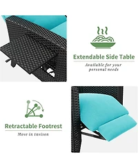GarveeLife Outdoor Reclining Chair Reclining Patio Chair with Adjustable Backrest and Footrest, All-Weather Wicker Chaise Lounge Chair