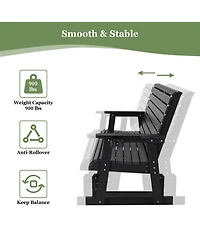 Mega Casa 3 Seat Hips All-Weather Resistant Patio Glider - Outdoor Rocking Bench with Cup Holders, 700 lb Capacity