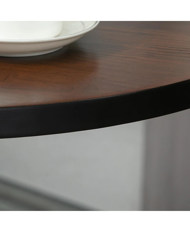 flynama Rustic Industrial Elm Wood Round Bar Table