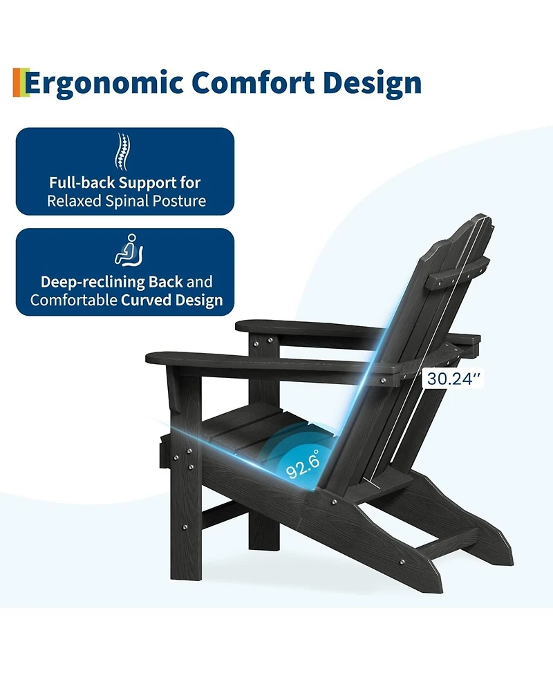 GarveeLife Hdpe Adirondack Chair Set of 1, Durable Wood Grain Outdoor Patio Lounge Chairs