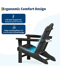 GarveeLife Hdpe Adirondack Chair Set of 1, Durable Wood Grain Outdoor Patio Lounge Chairs