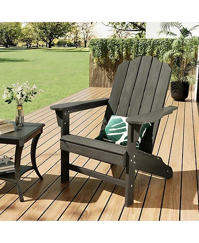 GarveeLife Hdpe Adirondack Chair Set of 1, Durable Wood Grain Outdoor Patio Lounge Chairs