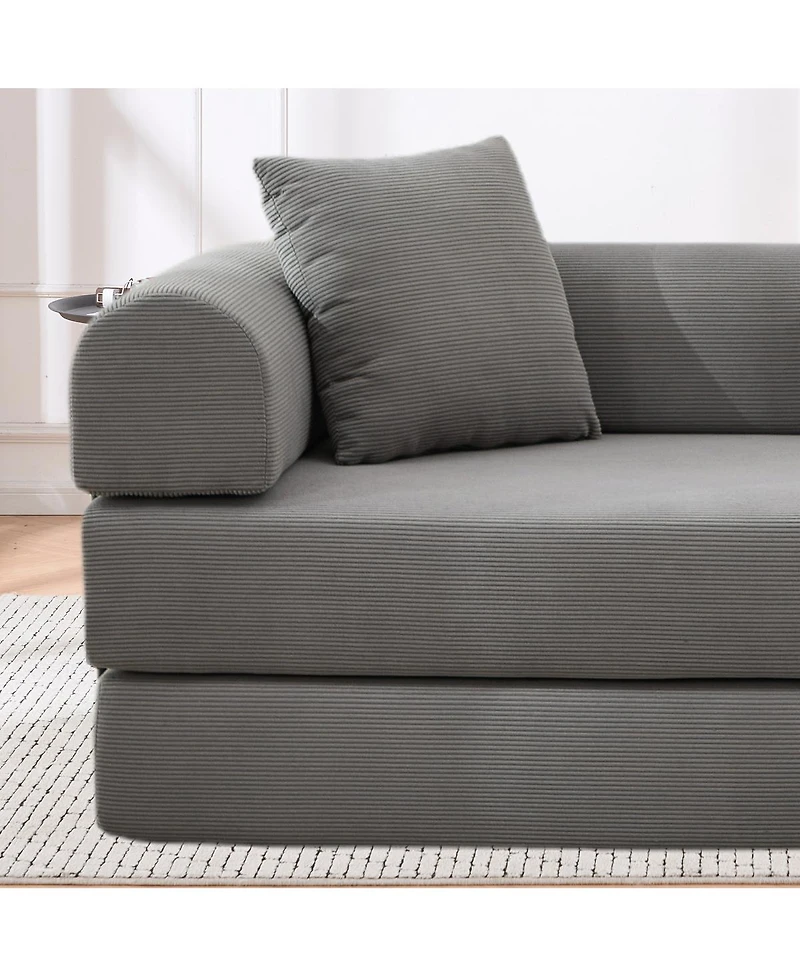 Streamdale Folding Sofa Bed, 63'' Convertible Couch with 2 Pillows, Fold Out Couch