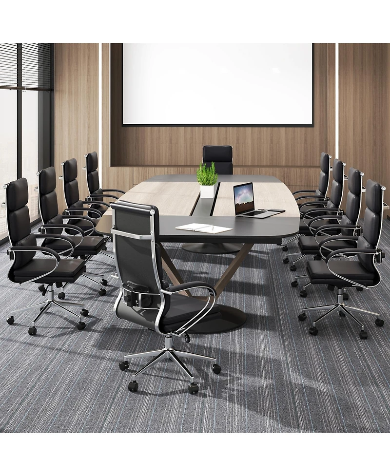 Slickblue Adjustable Height Ergonomic Leather Office Chair with Rocking Feature for Work and Study