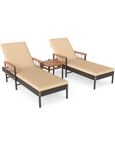 Slickblue Outdoor 3 Piece Chaise Lounge Set for Patio, Poolside and Garden Comfort Seating