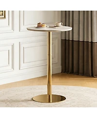 flynama Rock Slab Bar Table with Gold Base and Legs