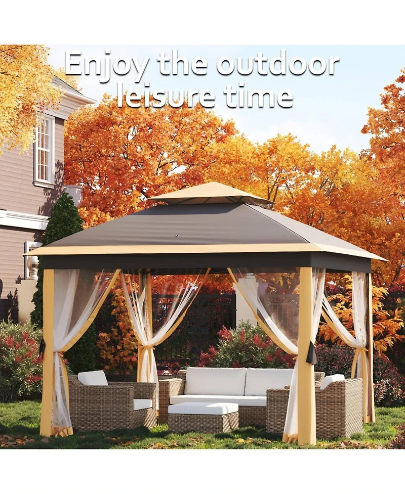 gaomon 11x11ft Outdoor Canopy Shelter Pop Up Gazebo Tent with Mosquito Netting