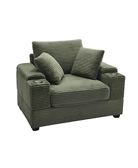 Streamdale Furniture Corduroy Chaise Lounge Sofa with Ottoman and Storage