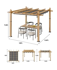 gaomon 10x10 Ft Outdoor Patio Pergola with Sun Shade Canopy for Backyard, Patio, Porch