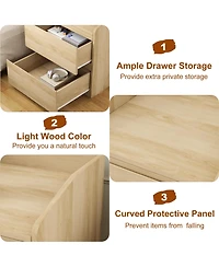 homfan Modern Curved Handleless Coffee Table, Space-Saving with 2 Storage Drawers, Easy Assembly for Bedroom and Living Room