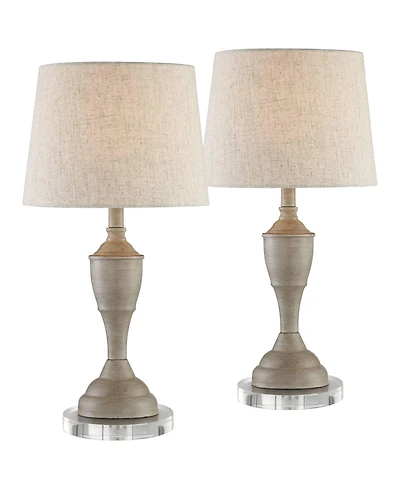 360 Lighting Claude Rustic Farmhouse Accent Table Lamps Set of 2 with Round Riser 22 Inches High Drum Shade for Bedroom Living Room House