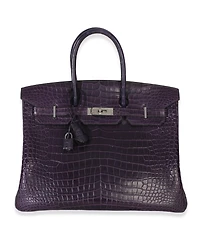 Pre-Owned HERMES Amethyst Matte Niloticus Crocodile Birkin 35 Phw