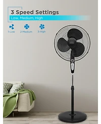 Black+Decker 18 inch Standing Oscillating Pedestal Fan with Remote, 90-Degree Oscillation, 3 Speed Settings