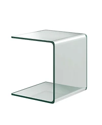 Gymax Tempered Glass End Table Transparent Sofa Side Accent Table Living Room