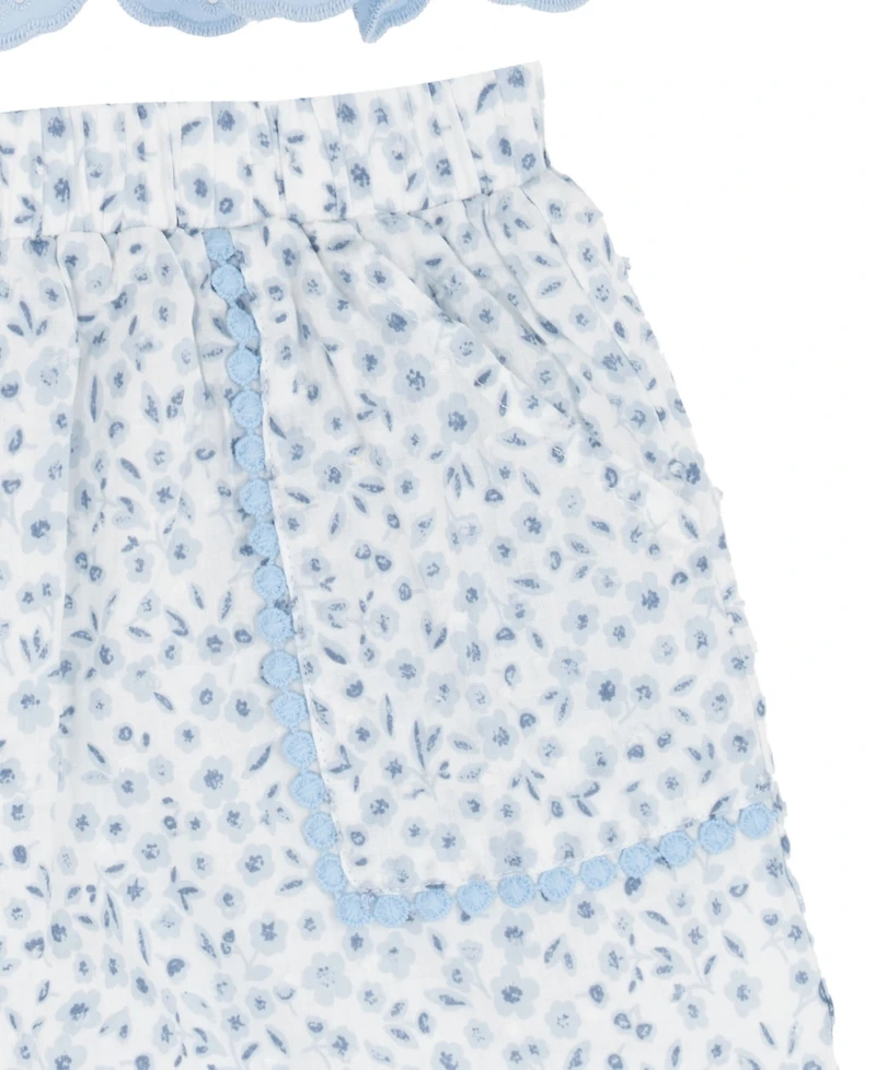 Rare Editions Girls' 2T-6X Eyelet Ruffle Tank and Printed Paper Bag Shorts, 2-Piece Set