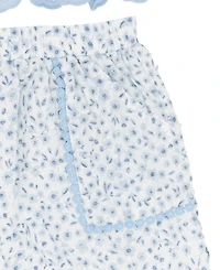 Rare Editions Girls' 2T-6X Eyelet Ruffle Tank and Printed Paper Bag Shorts, 2-Piece Set