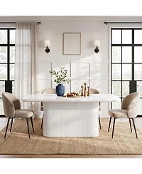 Tribesigns 63 inches Dining Table with Fluted Pedestal, Modern Kitchen Table for 4-6 People, Dining Room Table with 1.5 inches Thick Tabletop