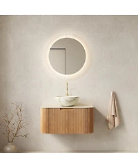Sillysis Wall Mounted Bathroom Vanity with Sintered Stone Top, Ceramic Bowl Sink, Soft Close Drawer