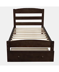 Sailvan Platform Twin Bed Frame with Storage Drawer and Wood Slat Support No Box Spring Needed