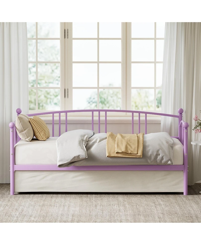 homfan Twin Metal Daybed Frame with Steel Slat Support and Underbed Storage Space, Modern Sofa Bed for Bedroom or Guest Room