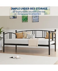 homfan Twin Metal Daybed Frame with Steel Slat Support and Underbed Storage Space, Modern Sofa Bed for Bedroom or Guest Room
