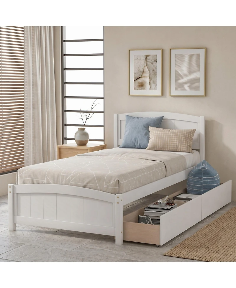 Sailvan Twin size Platform Bed with Two Drawers