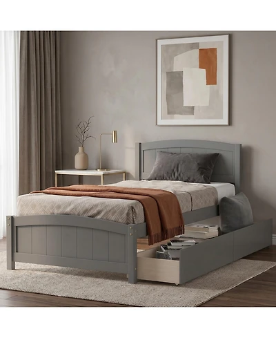 Sailvan Twin Platform Bed with Two Drawers