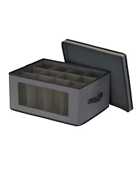 Household Essentials Balloon Wine Glass Storage Box, Windowed Panel and Handles