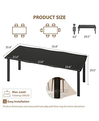 homfan Rectangular Dining Table for 6-8, Kitchen and Living Room with Irregular Top, Mdf Top Iron Legs, 71 or 79 Inch
