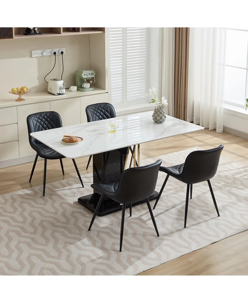 Clihome Dining Chairs Set of 2 Mid Century Modern Kitchen Chair Comfortable Upholstered Faux Leather Dinner Chairs for Kitchen Dining Room