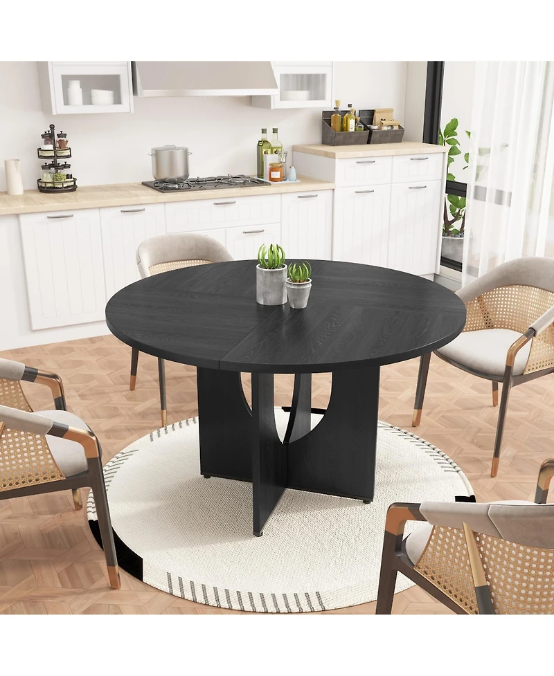 homfan 47 Inch Round Dining Table for 4-6, Modern Kitchen and with Pedestal Base, Easy Assembly