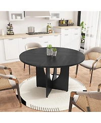 homfan 47 Inch Round Dining Table for 4-6, Modern Kitchen and with Pedestal Base, Easy Assembly