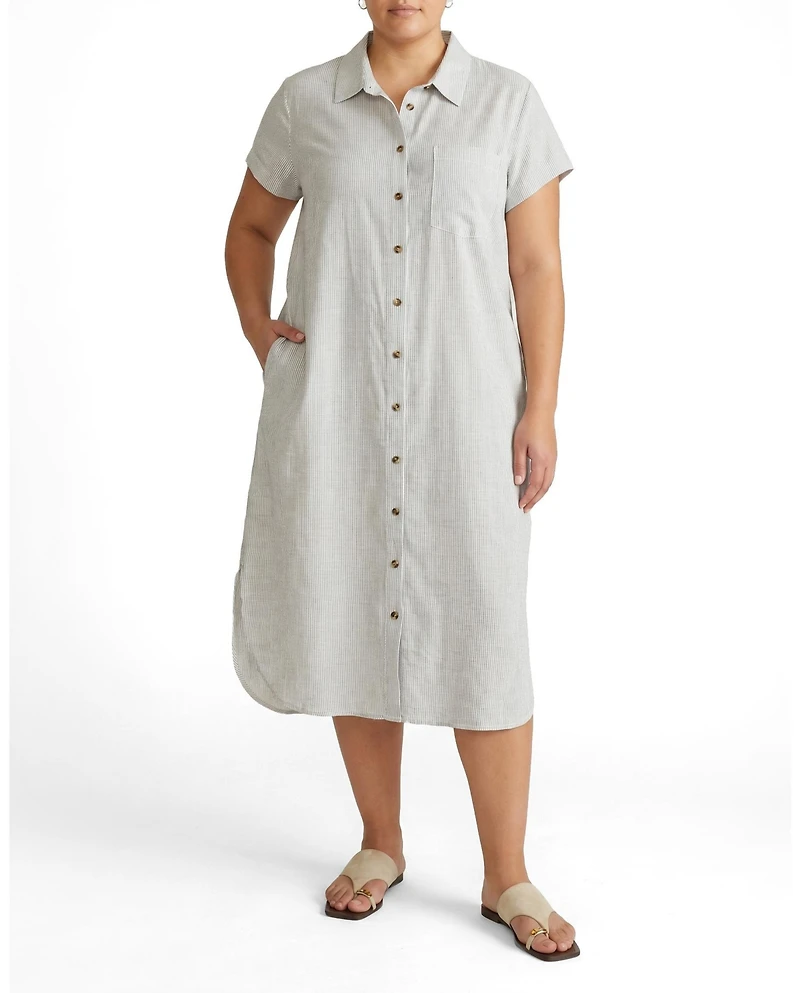 Universal Standard Plus Dune Linen Shirtdress