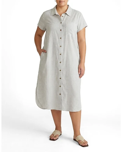 Universal Standard Plus Dune Linen Shirtdress