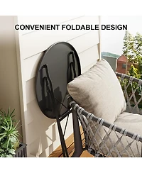 homfan 3-Piece Folding Bistro Set with 1 Table and 2 Chairs, Metal Patio for Balcony, Porch, Lawn, Indoor Outdoor Use