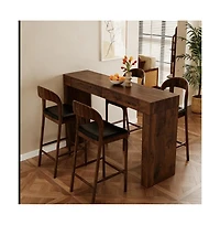 flynama 50" Walnut Wood Grain Bar Table with 2 Drawers