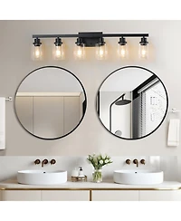 Busdays 37 Inch Modern 6 Light Bathroom Vanity Light Fixture with Clear Glass Shades for Bathroom Vanity Dressing Area No Bulbs