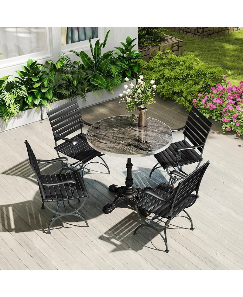 flynama 31.5" Square Sintered Stone Bistro Table - Faux Marble Outdoor Patio Table