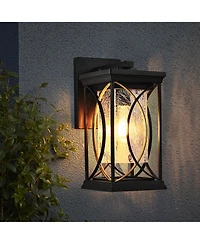 Busdays 14 Inch H 1 Pack Outdoor Wall Lantern with Crackled Glass Weather Resistant Exterior Light Fixture for Porch Patio Entryway E26 Base No Bulb