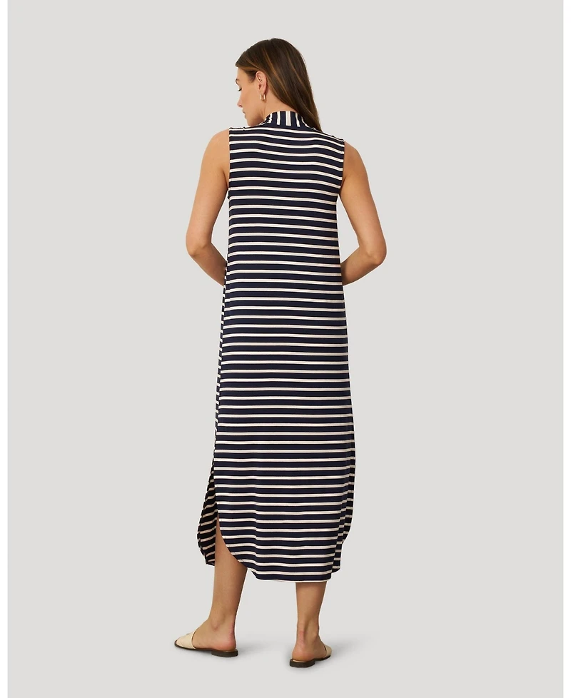 Cable & Gauge Women's Invert Pleat Stripe Maxi Dress