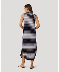 Cable & Gauge Women's Invert Pleat Stripe Maxi Dress