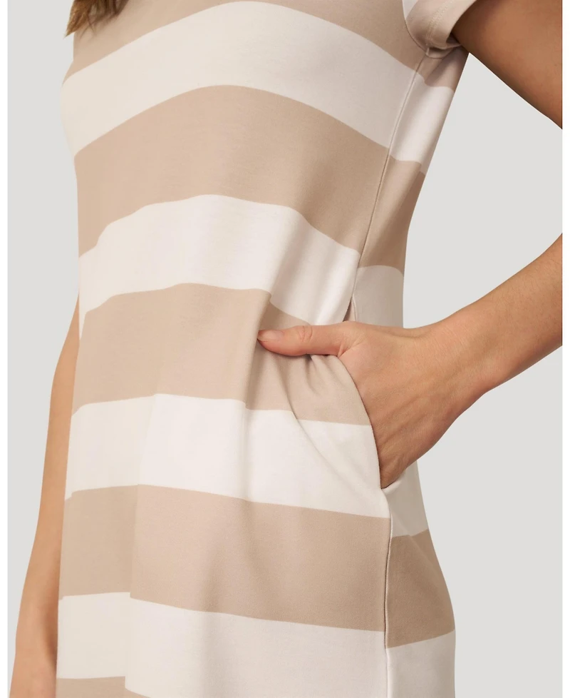 Cable & Gauge Women's Striped Polo Collar Mini Dress