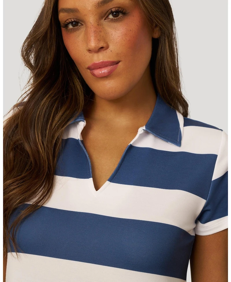 Cable & Gauge Women's Striped Polo Collar Mini Dress